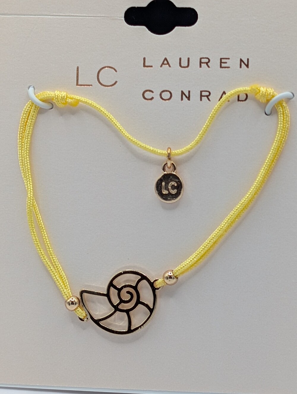 LC Lauren Conrad Yellow Cord Bracelet with Gold Tone Charm